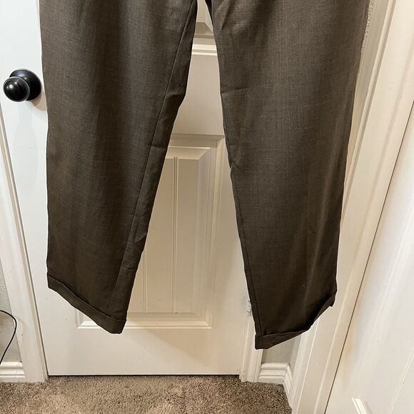 Lauren Ralph Lauren Pants Mens 36X32 Brown Wool Trousers Pleated Turn up - Picture 3 of 10